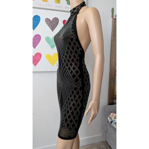 windsor iridescent studded backless halter dress small nwt - Picture 5 of 13